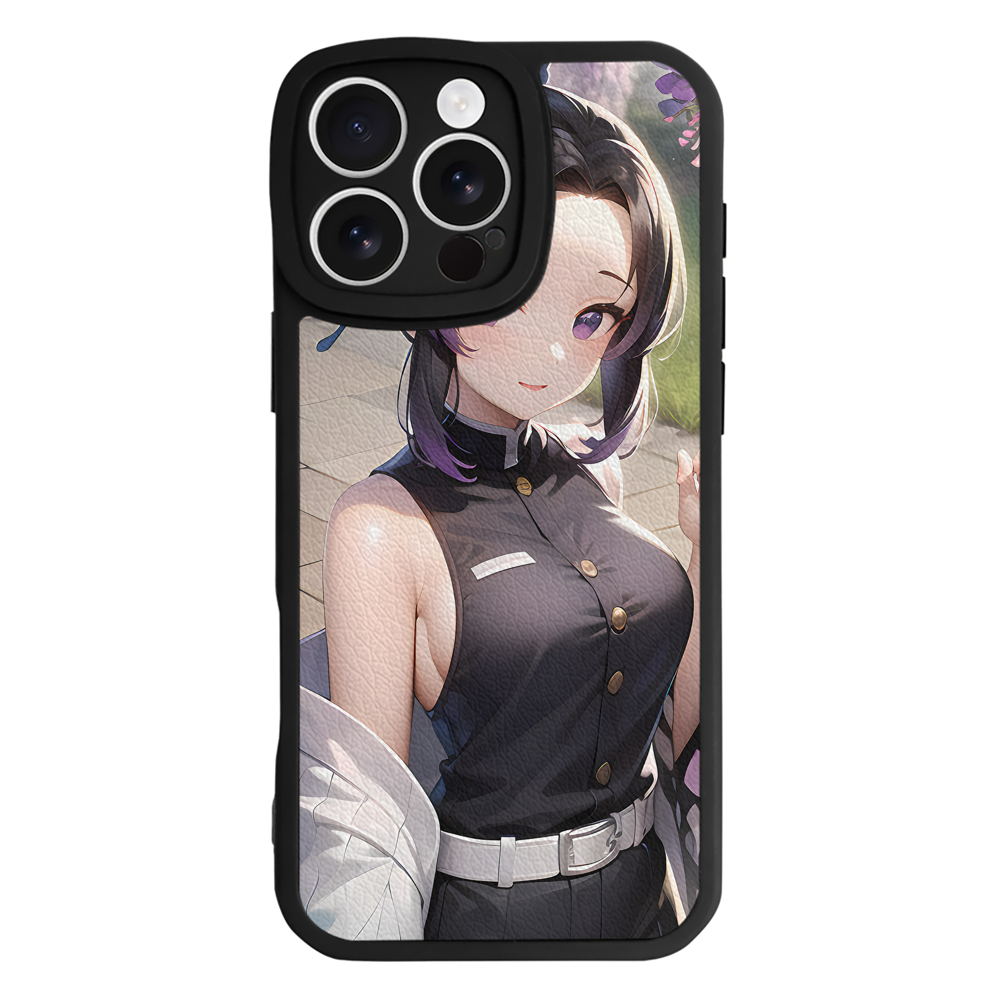 （画像用） 鬼滅の刃（きめつのやいば）蟲柱-胡蝶 しのぶ／こちょう しのぶ Kochou Shinobu 【iPhone 16シリーズ対応】シリコンスマホケース（レザー調） 材質：シリコン